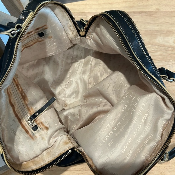 Vintage Kate Spade Black Satchel with Cream Stitching - Picture 5 of 8